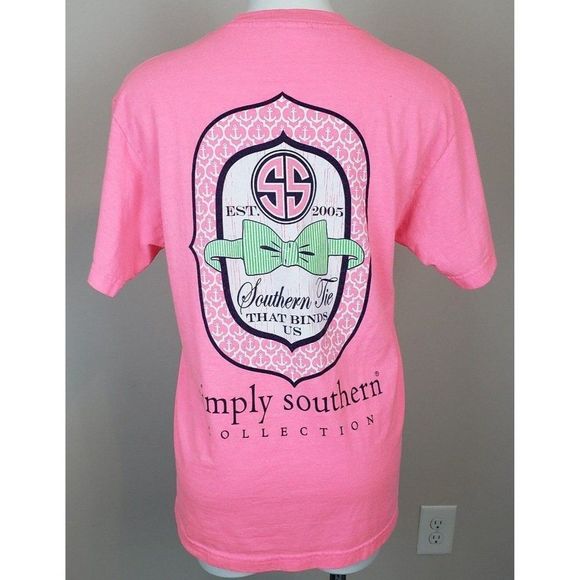 Simply Southern Tie Hot Pink T-Shirt Tee M - Picture 1 of 4